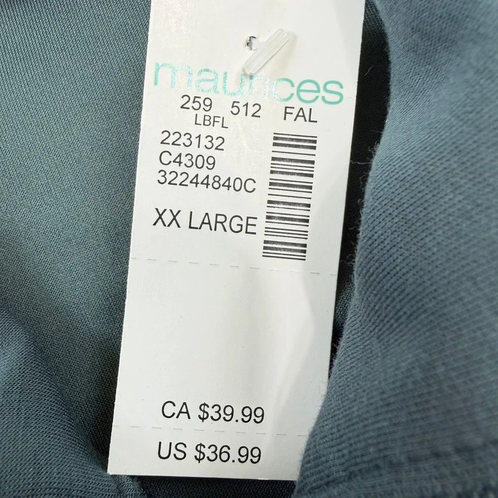 Maurices Womens XXL Quarter Zip Pullover‎ Sweatshirt Teal Blue 2593256 NWT
